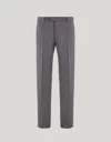 Canali Gray High-waisted Pleatless Stretch Wool Pants In Gray