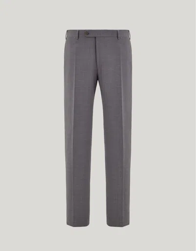 Canali Gray High-waisted Pleatless Stretch Wool Pants