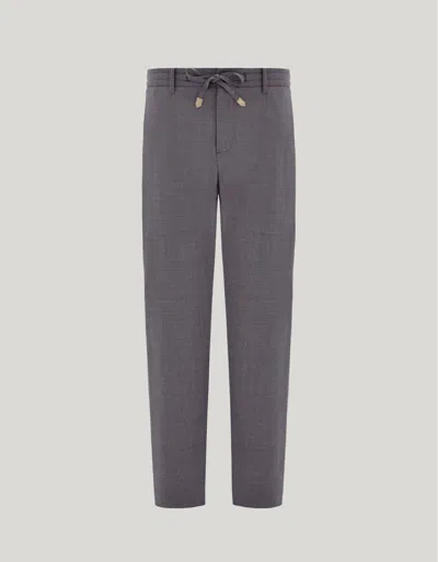 Canali Gray Melange Regular Fit Pants In Washable Impeccabile Wool