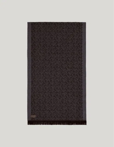 Canali Gray Pure Virgin Wool Micro-structured Scarf In Brown