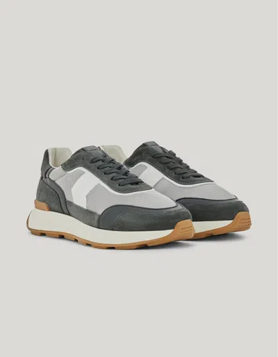 Canali Gray Technical Fabric And Leather Runner Sneakers