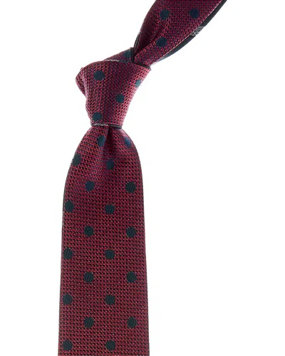 Canali Green & Red Stripes/dots Reversible Silk Tie