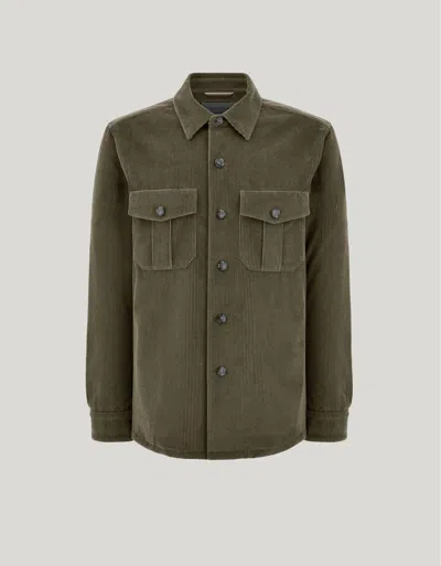 Canali Green Cotton Corduroy Relaxed-fit Shirt Jacket In Multi