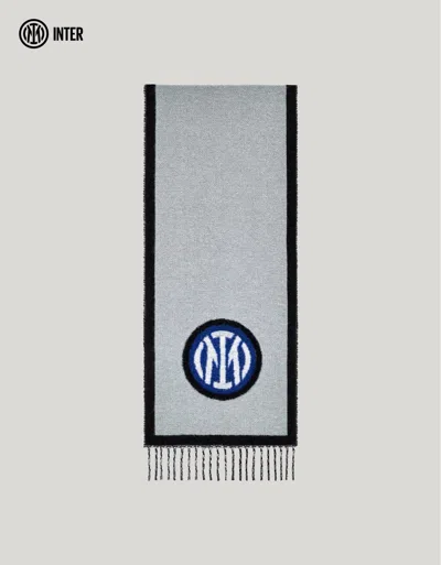 Canali Green Wool And Cashmere Jacquard Scarf - Inter Collection In Gray