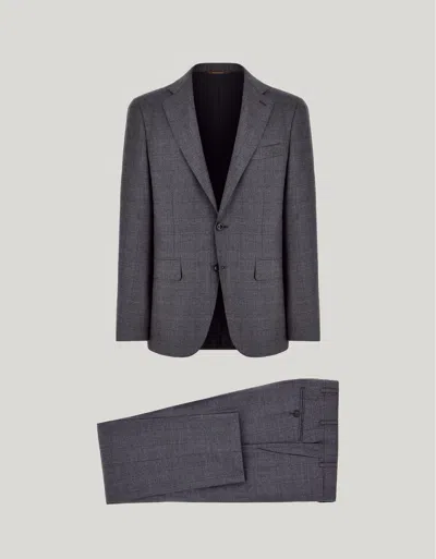 Canali Grey And Brown Modern Fit Suit In Pure 150's Wool In Gray