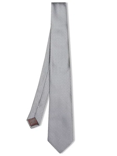 Canali Grey Geometric Micro Pattern Tie