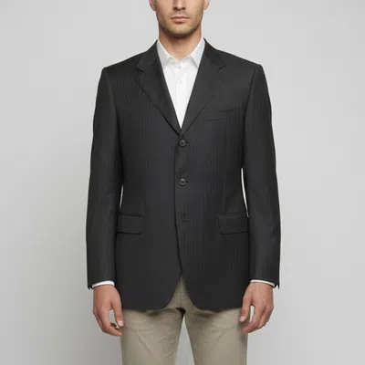 Pre-owned Canali Grey Pinstripe Wool Single Breasted Blazer Xxl In Gray
