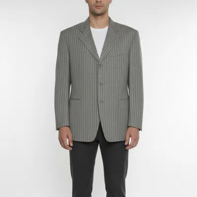 Pre-owned Canali Grey Pinstripe Wool Single Breasted Blazer Xxxl In Gray