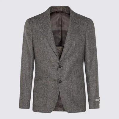 CANALI GREY WOOL BLAZER