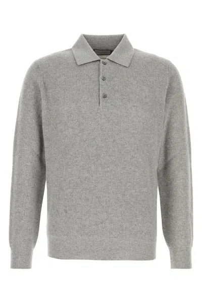Canali Grey Wool Blend Polo Shirt In Gray