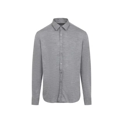CANALI GREY WOOL JERSEY SHIRT