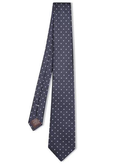 CANALI GREY/BLUE CHECKERED PATTERN TIE