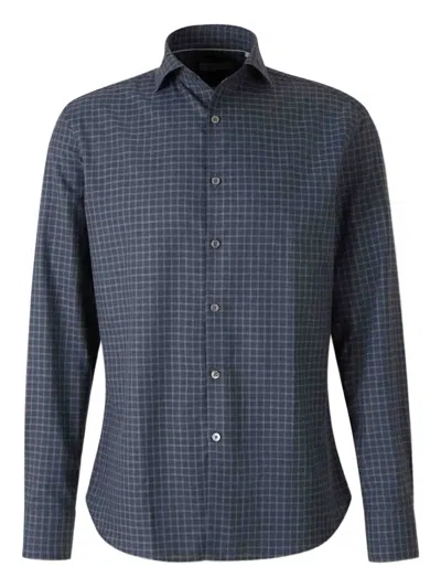 CANALI GRID-PATTERN SHIRT