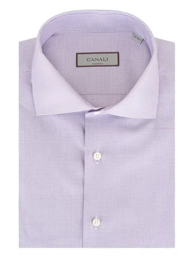 Canali Grid-pattern Shirt In Purple