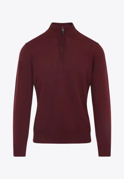 CANALI HALF-ZIP HIGH NECK SWEATER