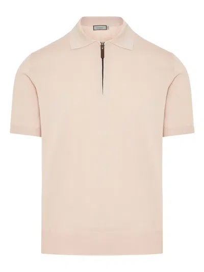 Canali Half-zip Polo Shirt In Neutrals