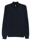 Canali Half-zip Speckled Sweater In Blue