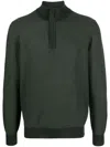 Canali Half-zip Wool Jumper In Green
