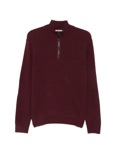 Canali Half-zip Knitted Sweater In Brown