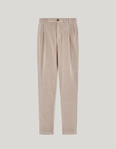 Canali Hazelnut Comfort Soft Touch Corduroy Chinos With Two Darts In Multi