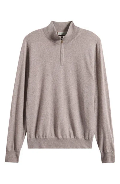 Canali Heathered Wool Quarter Zip Sweater In Neutral