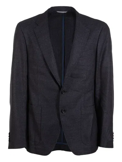 Canali Herringbone Blazer In Blue