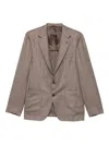 Canali Herringbone Patch-pocket Jacket In Brown