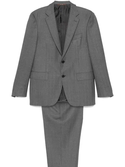 Canali Herringbone-pattern Suit In Grau