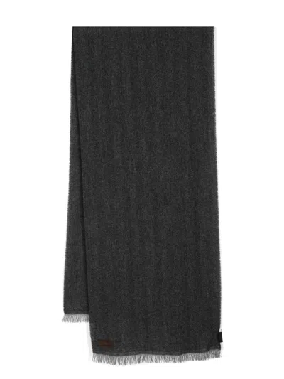 Canali Herringbone Scarf In Grau