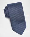 Canali Herringbone Silk Tie In Blue
