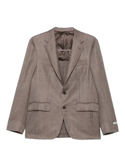 Canali Herringbone Single-breasted Blazer In Gray