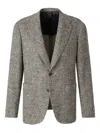 Canali Herringbone Speckled Single-breasted Blazer In Gray