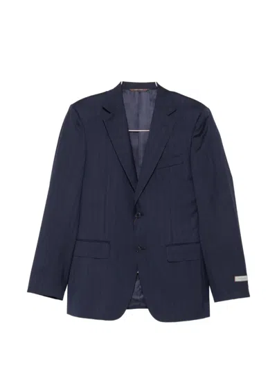 Canali Herringbone Wool Suit In Blue