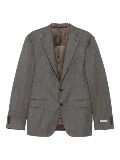 Canali Herringbone Wool Suit In Gray
