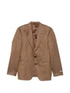 Canali Herringbone-pattern Notch-lapels Blazer In Brown