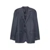 Canali Herringbone-pattern Notch-lapels Jacket In Blue