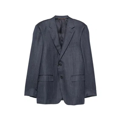 CANALI HERRINGBONE-PATTERN NOTCH-LAPELS JACKET