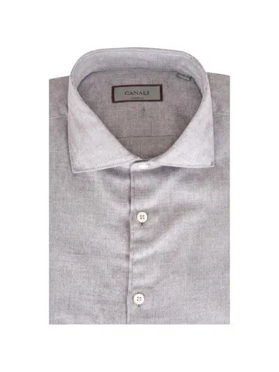 Canali Herringbone-pattern Shirt In Black