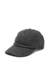 Canali Herringbone-pattern Wool Cap In Gray
