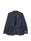 Canali Herringbone-weave Notched-lapel Blazer In Blue