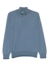 Canali Stehkragen-pullover Mit Kurzer Knopfleiste In Blue
