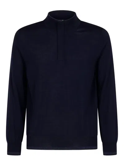 Canali High-neck Sweater In Blue