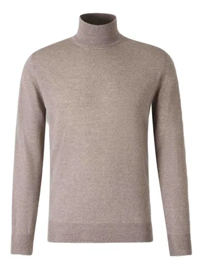 Canali High Neck Sweater In Brown