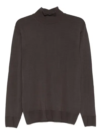 Canali High-neck Wool Sweater In Brown