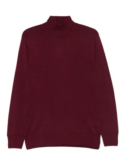 Canali High-neck Wool Sweater In Red
