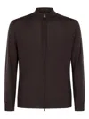 Canali High-neck Zip-front Cardigan In Brown