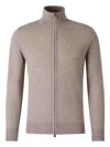 Canali High-neck Zip-front Cardigan In Neutral