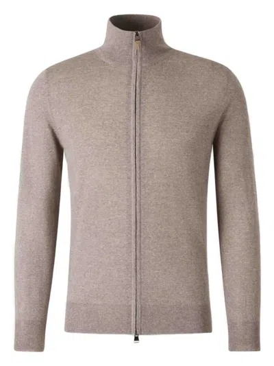 Canali High-neck Zip-front Cardigan In Neutral