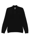 Canali High-neck Zip-front Sweater In Black