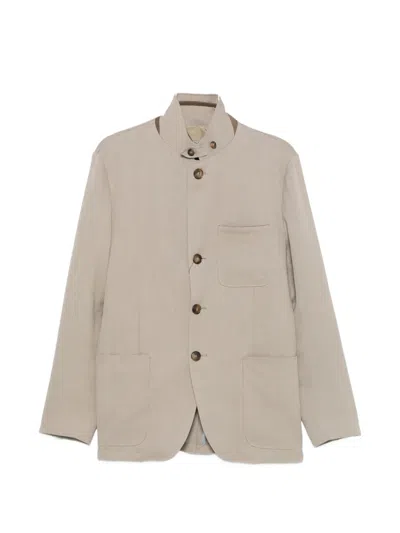 Canali High-neck Button-fastening Jacket In Brown